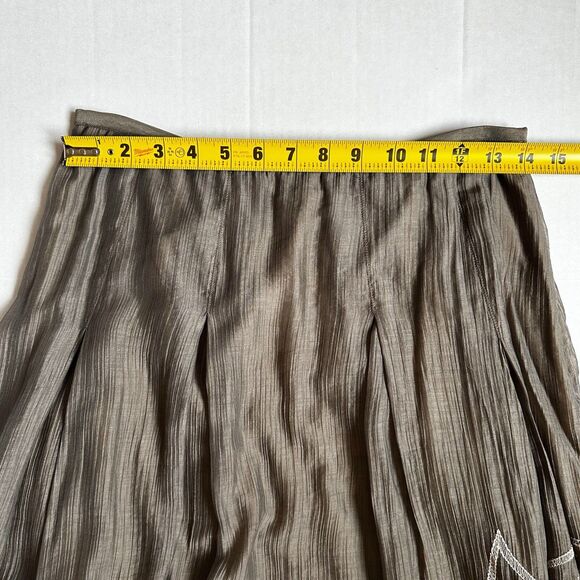 Nic + Zoe Embroidered Skirt Taupe Gold Sz 4 Women’s Swing Satin Full Midi Floral - Picture 5 of 12